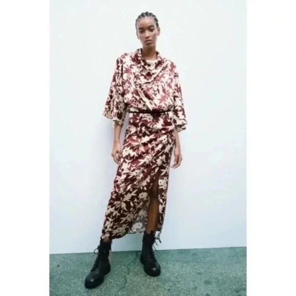 🍁 Zara floral print midi skirt medium 8991/320 - Picture 1 of 8